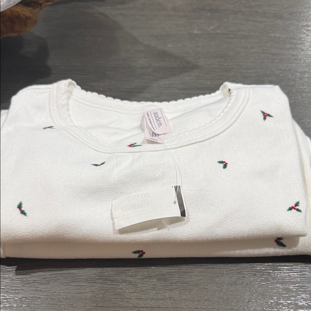 Auden White Pajama Set with Floral Accents - Picture 2 of 4